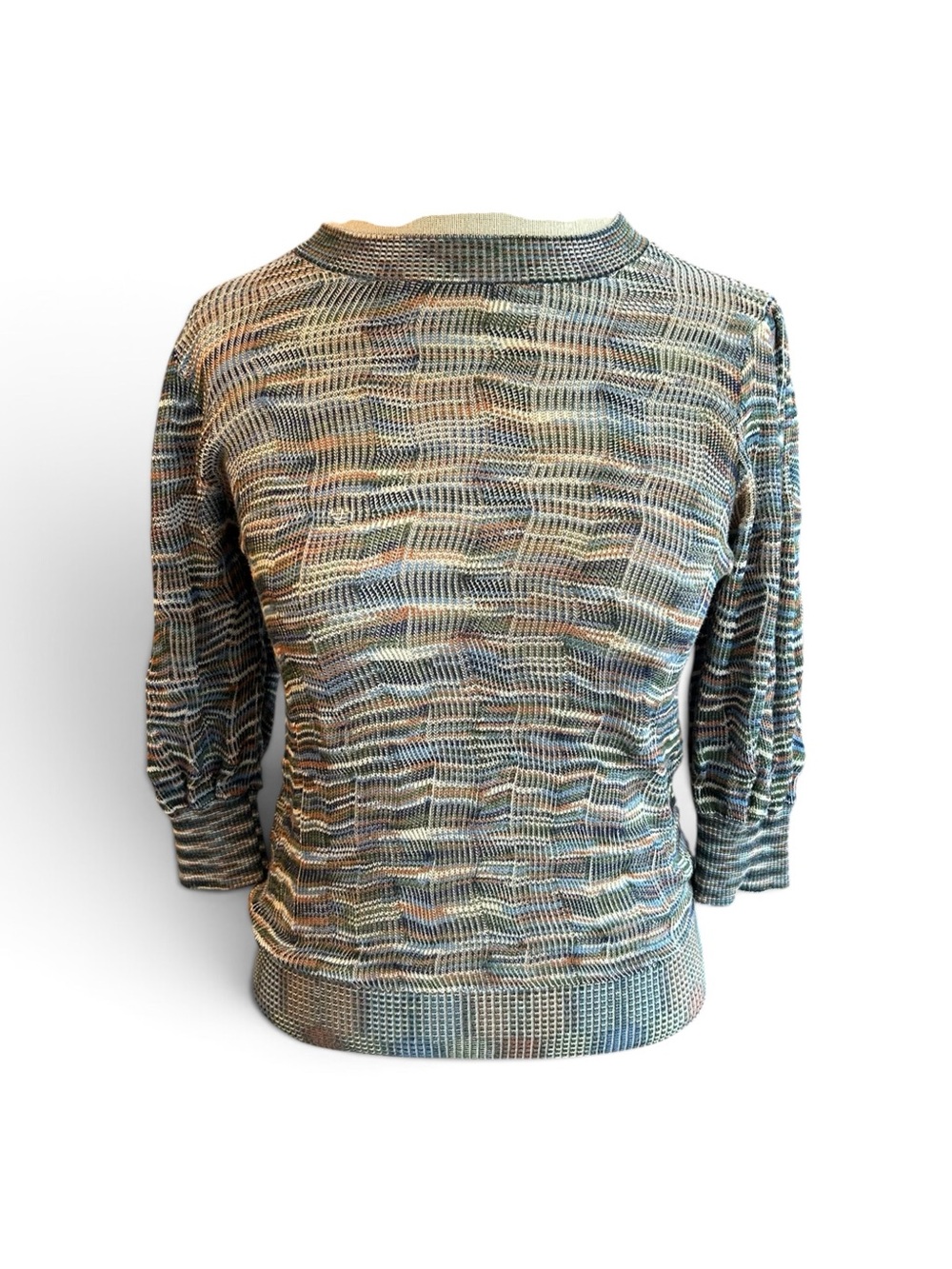 Ulla Johnson Cotton Knit Multicolor Textured puffed short sleeves sweater top